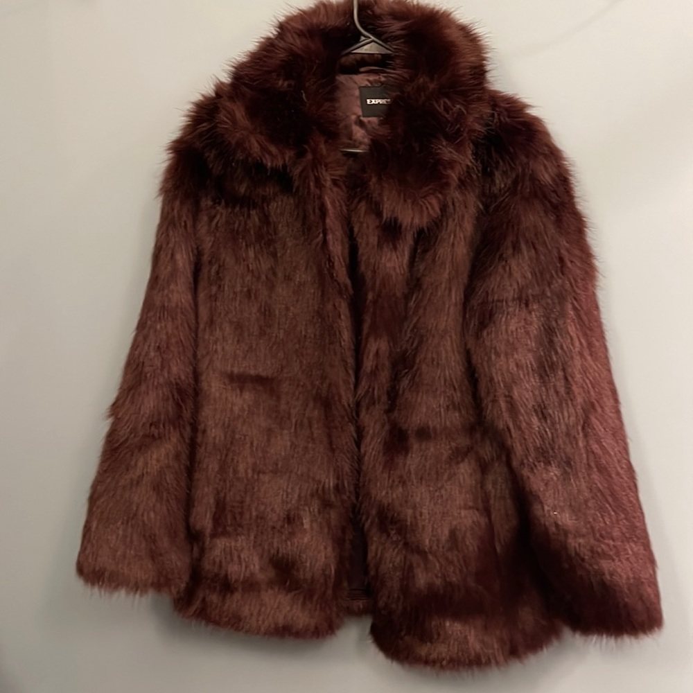 Express Faux Fur Jacket-Xsmall,Oxblood, TAGS ON